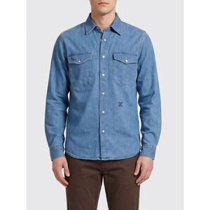 Closed Men Slim Fit Shirt Closed In Cotton And Hemp Denim With French Collar